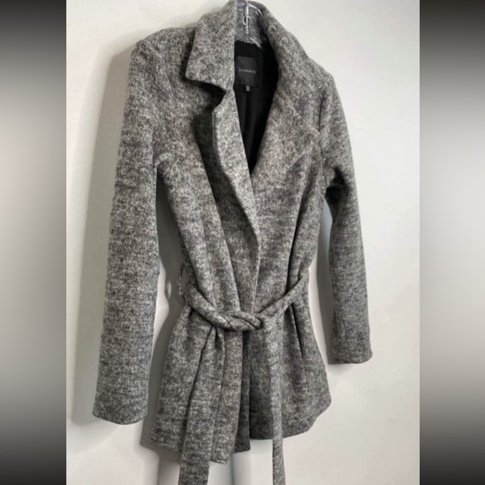 Dynamite Belted Lapel Jacket Coat With Pockets - Small - Picture 2 of 6